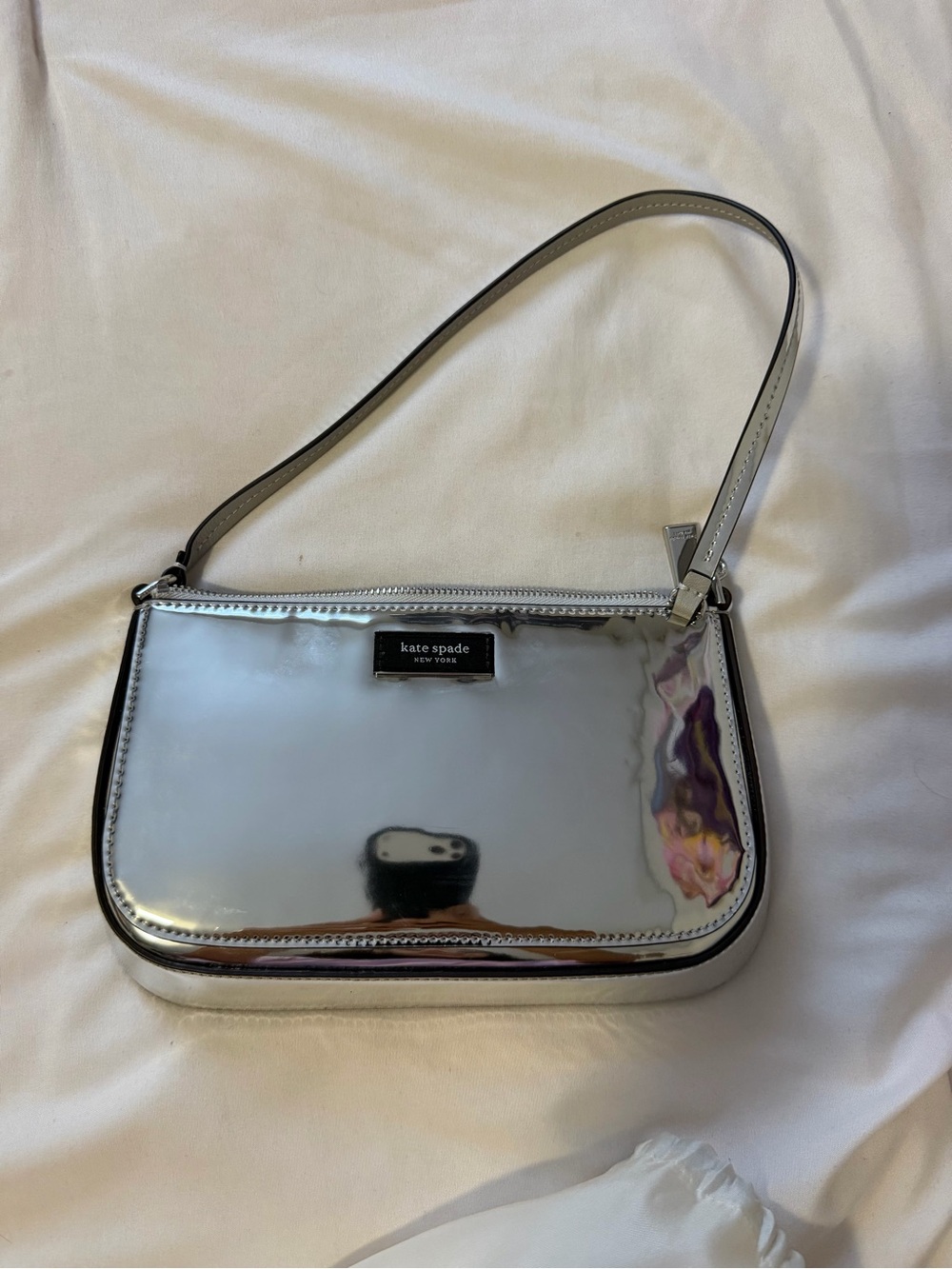 kate spade metallic silver mini shoulder bag